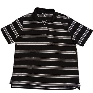 EDDIE BAUER MEN'S SIZE XL BLACK, GRAY, AND WHITE 100% COTTON POLO SHIRT.